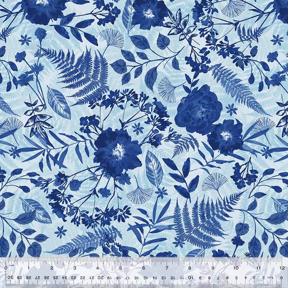Windham Fabrics' Botanical Blues by Whistler Studios: Flower Press Multi Yardage - A Dreamy Blue Delight!