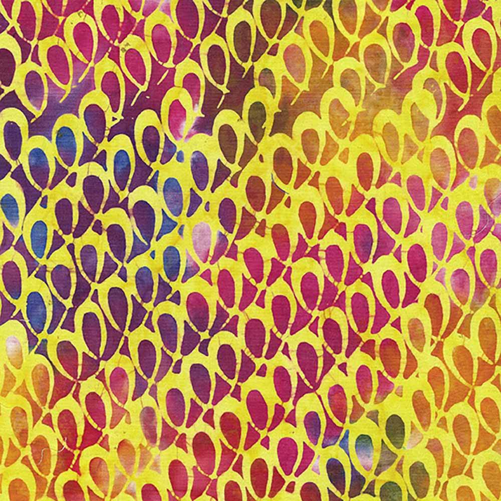 Island Batiks - Multi-Color Ribbon Design Batik Fabric (Red, Green, Purple Tourmaline) - By the Yard