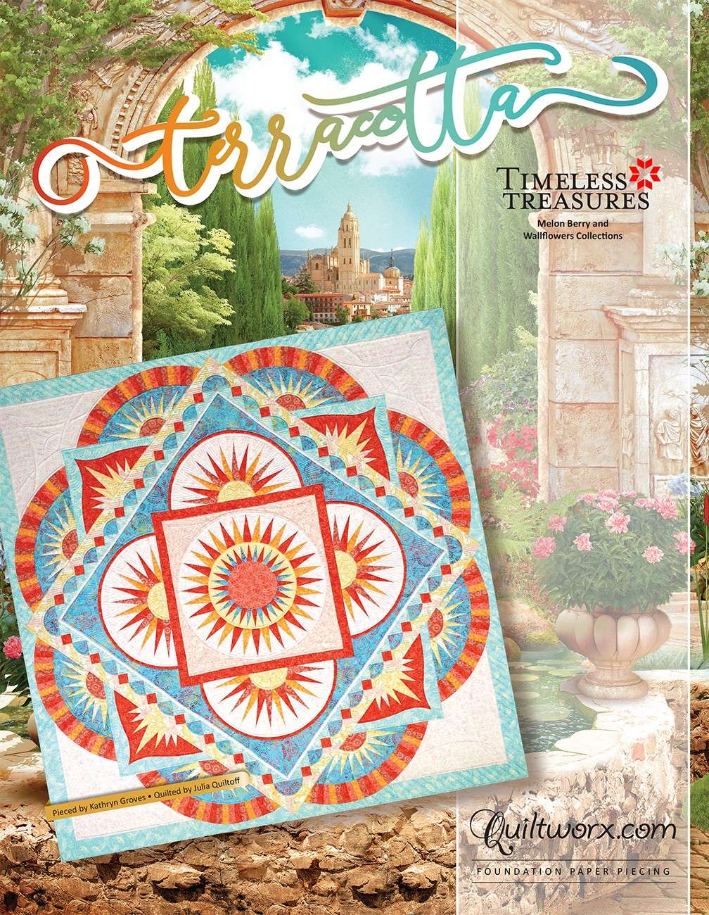 Exquisite Terracotta Foundation Paper Pieced Pattern