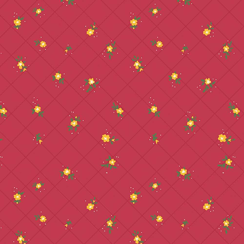 Riley Blake's Market Street Flower Grid Berry Yardage - A Must-Have!