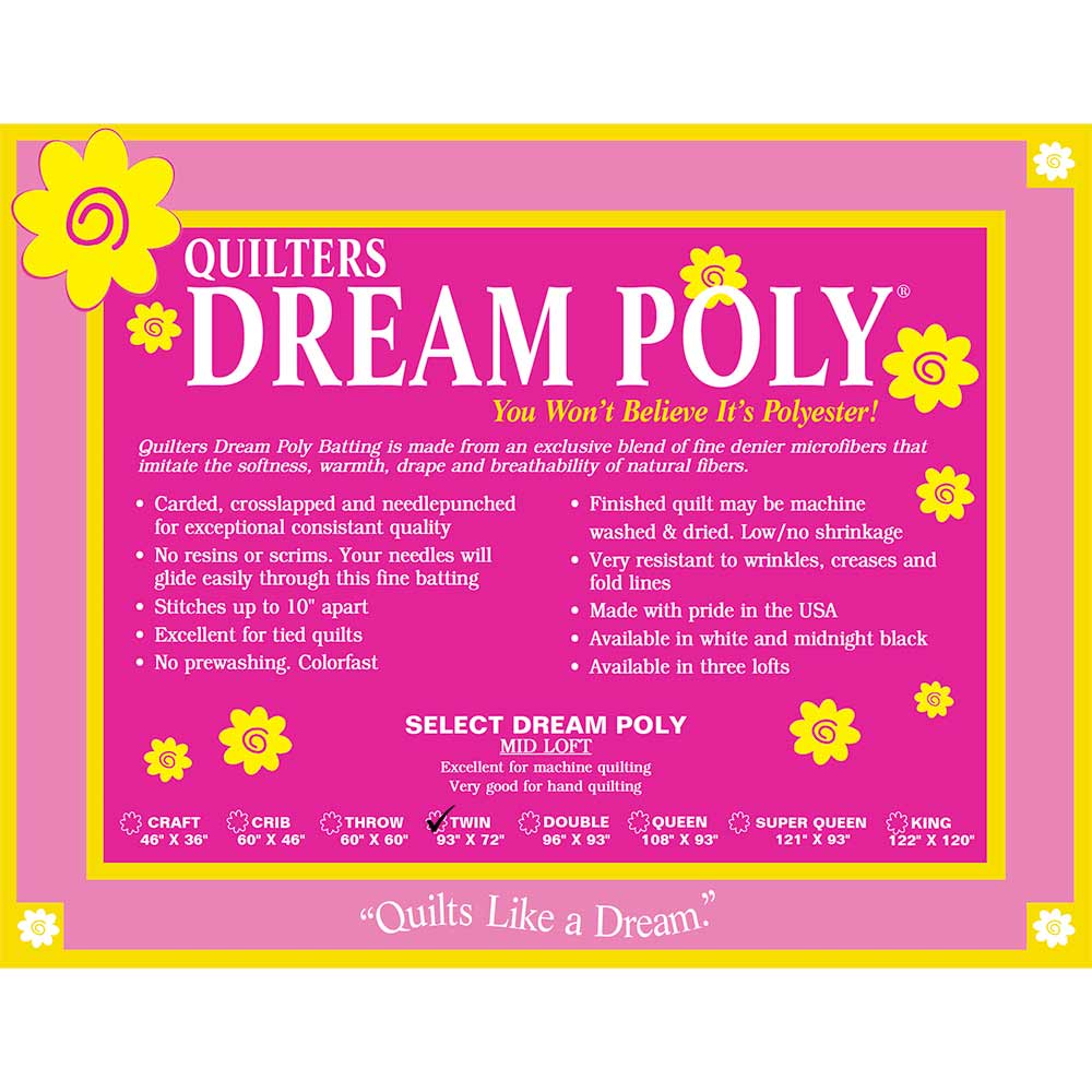 Quilter's Dream - Dream Poly Select Twin Batting (93 x 72) - A Quilter's Delight!
