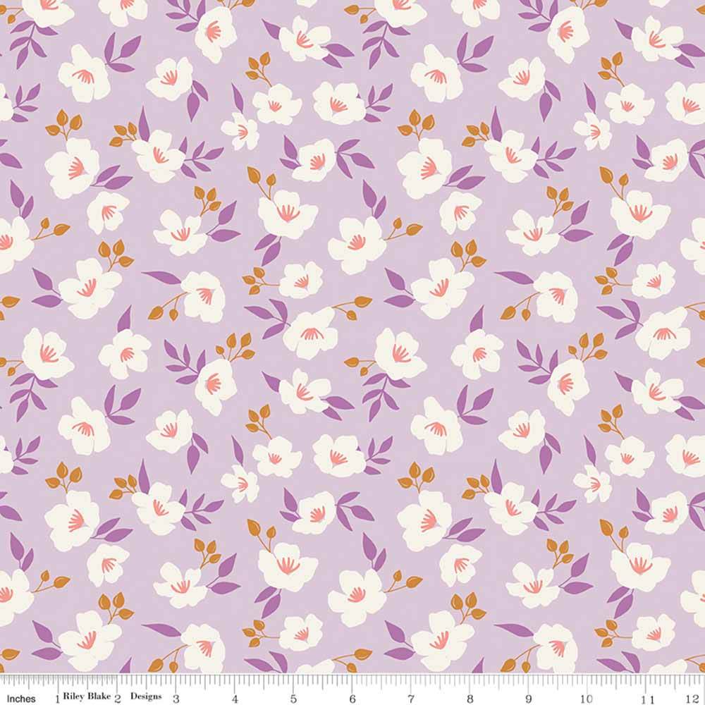 Riley Blake's Let It Bloom by Little Forest Atelier: Flowing Floral Lilac Yardage - A Must-Have!