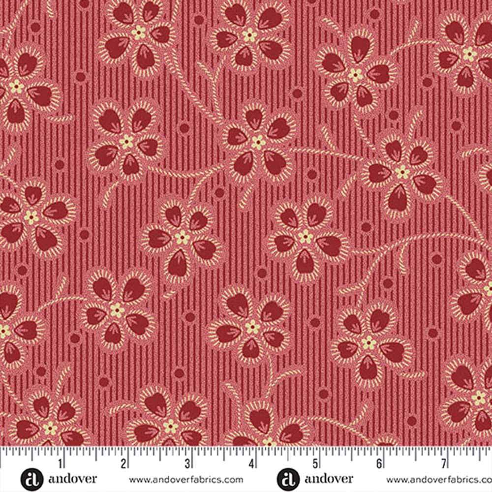 Andover Fabrics - Dahlia by Laundry Basket Quilts - Dianthus - Cardinal - Yardage: A Vintage Quilting Delight