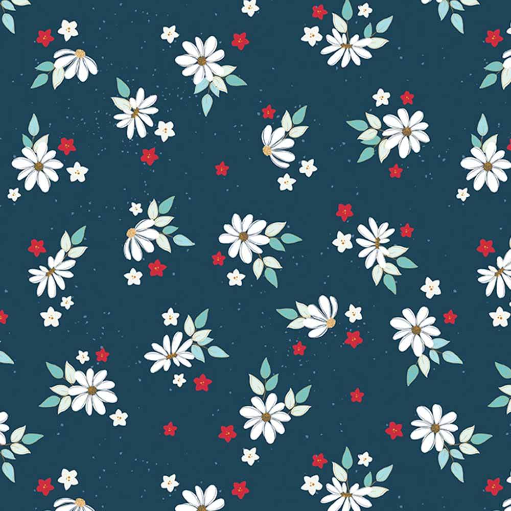 Riley Blake's Sweet Freedom: Beverly McCullough's Summer Flowers Oxford Sparkle Yardage - A Patriotic Delight!