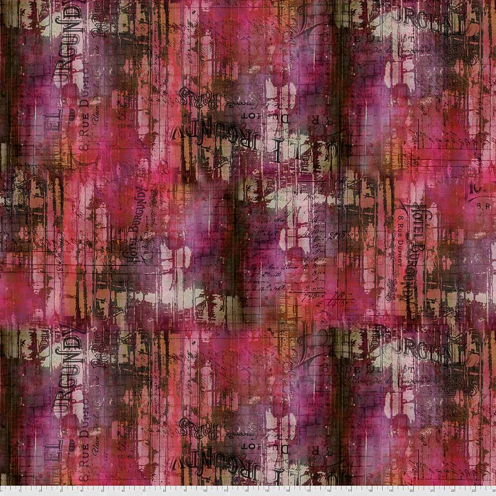 FreeSpirit - Tim Holtz's Abandoned Hotel Burgundy Vineyard Eclectic Elements Fabric Yardage