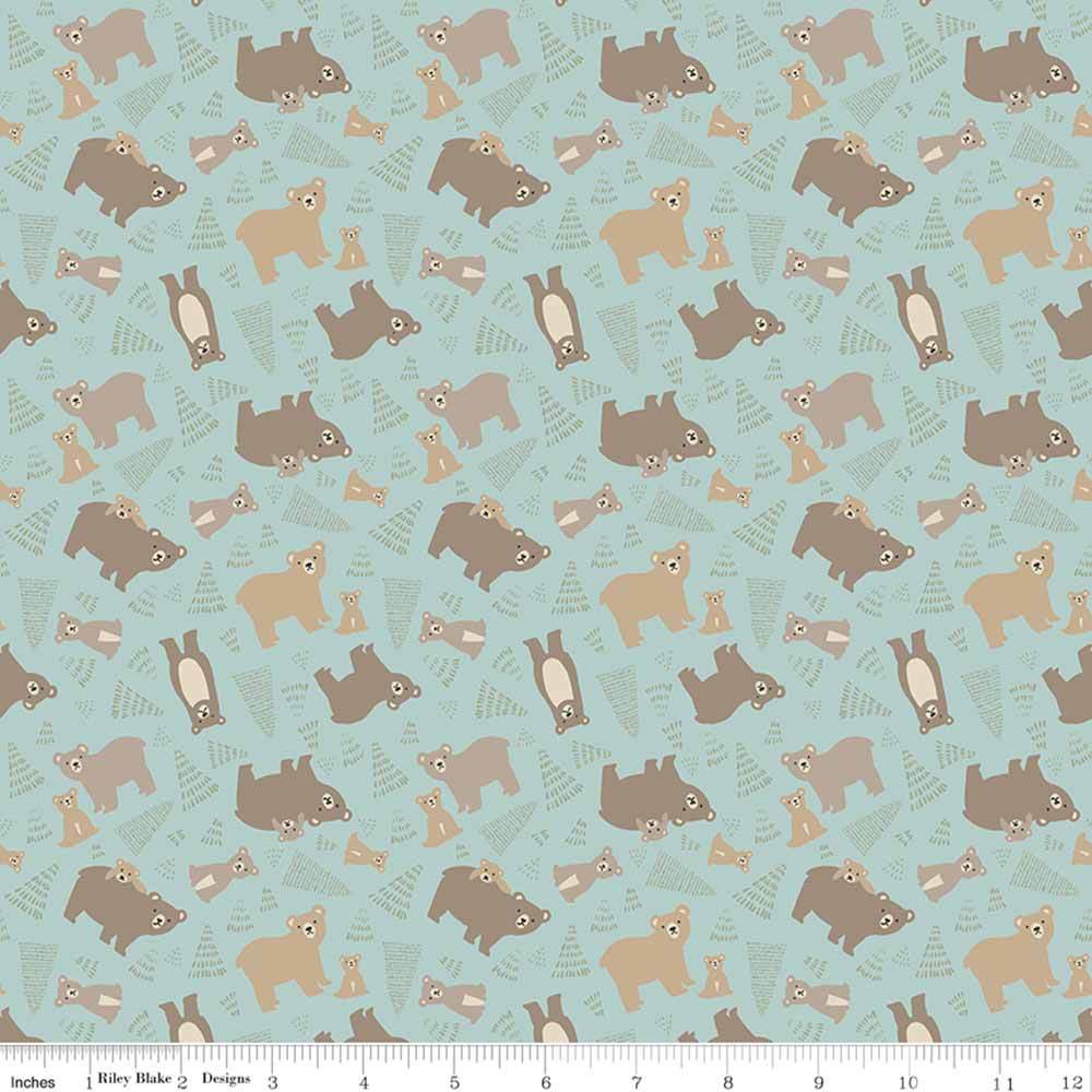Riley Blake Flannel - Elmer & Eloise Bears Aqua Yardage: Cozy and Charming Fabric!