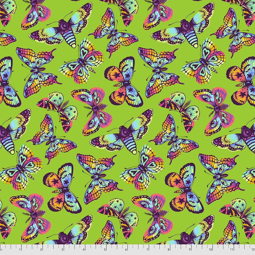 FreeSpirit's Tula Pink Daydreamer - Butterfly Kisses Avocado Yardage: A Dreamy Fabric Delight