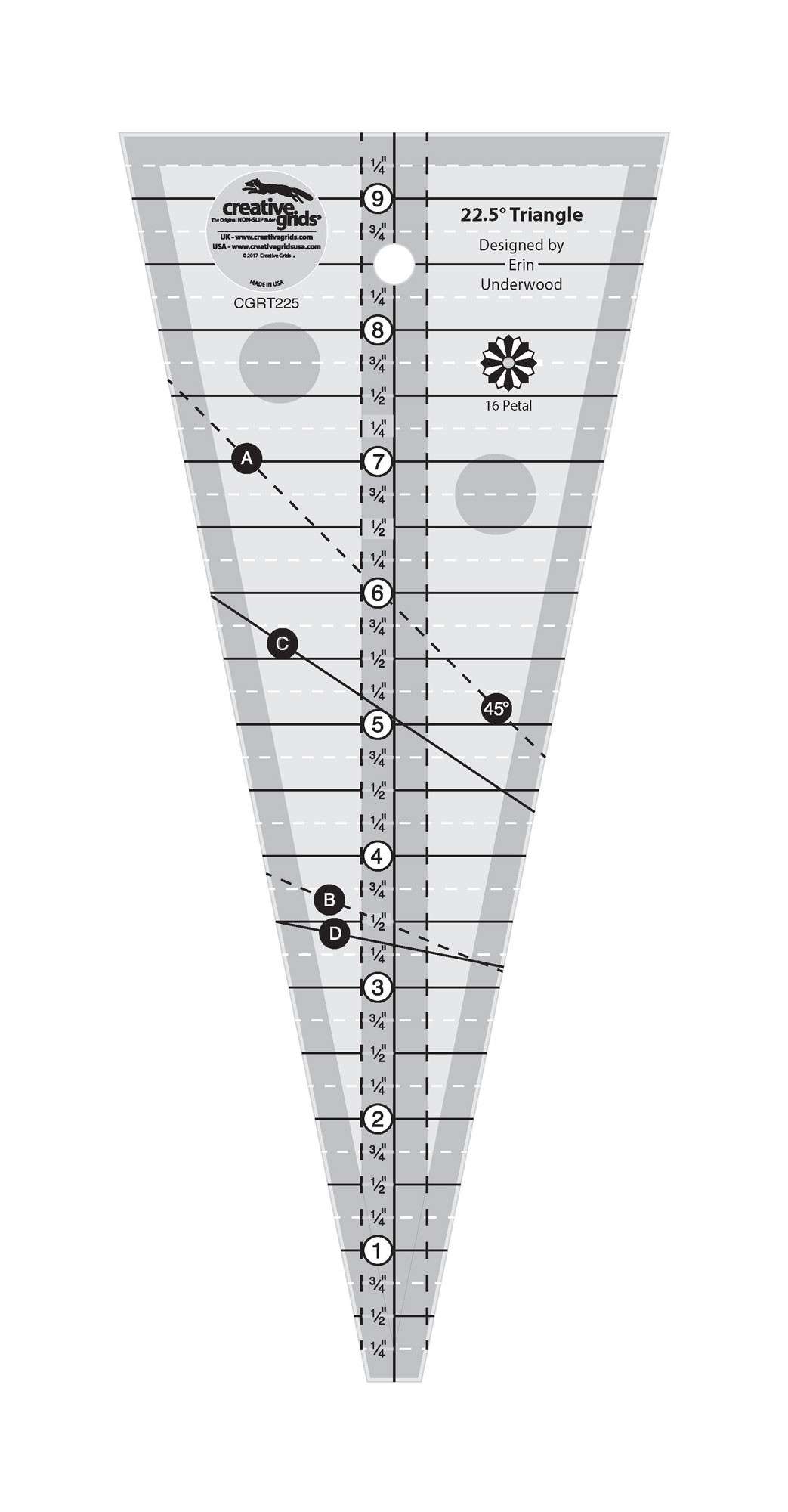 Creative Grids 22-1/2 Degree Triangle Ruler: Your Quilting Essential!