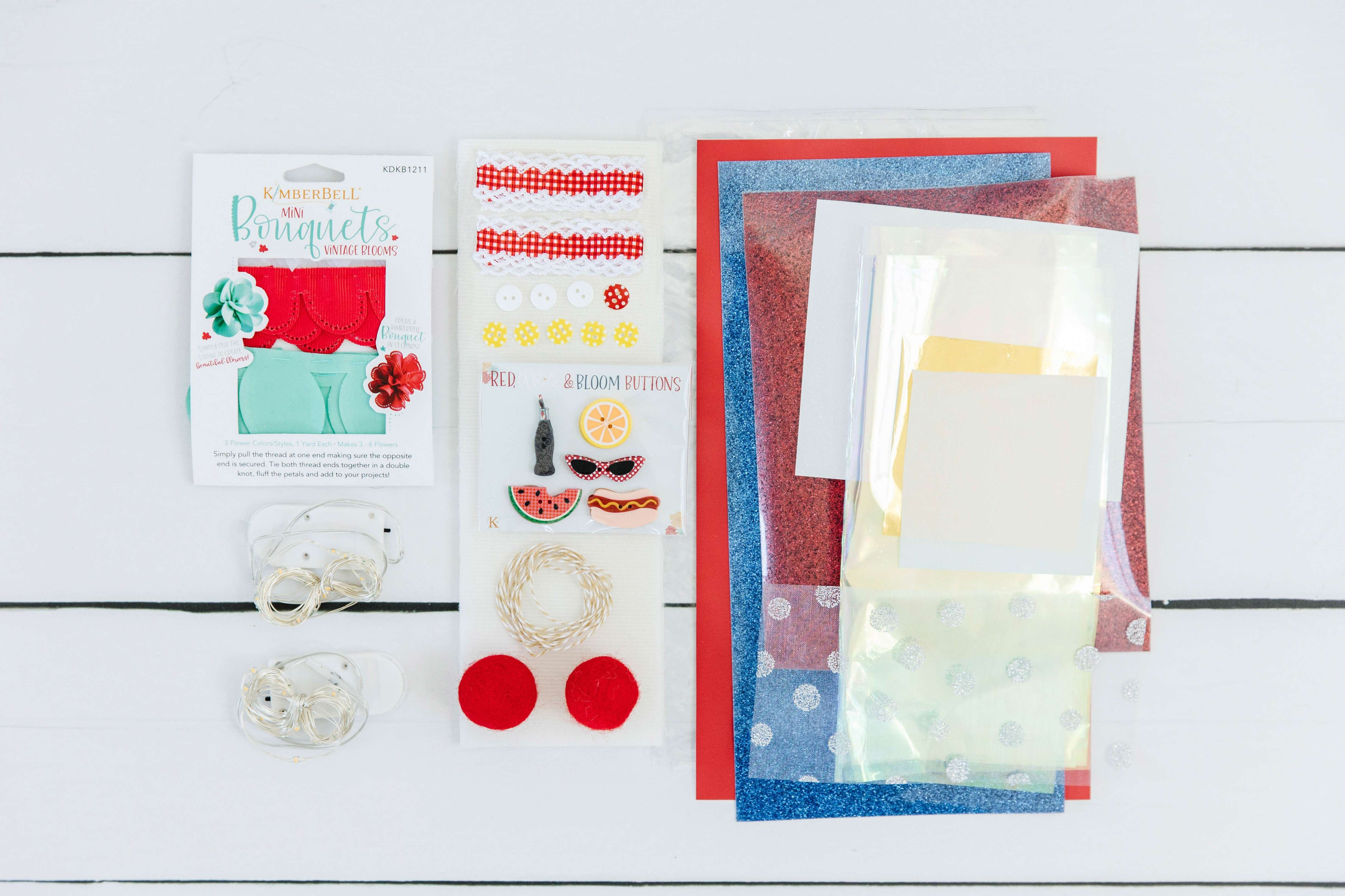 Red White & Bloom - Stunning Embellishment Kit