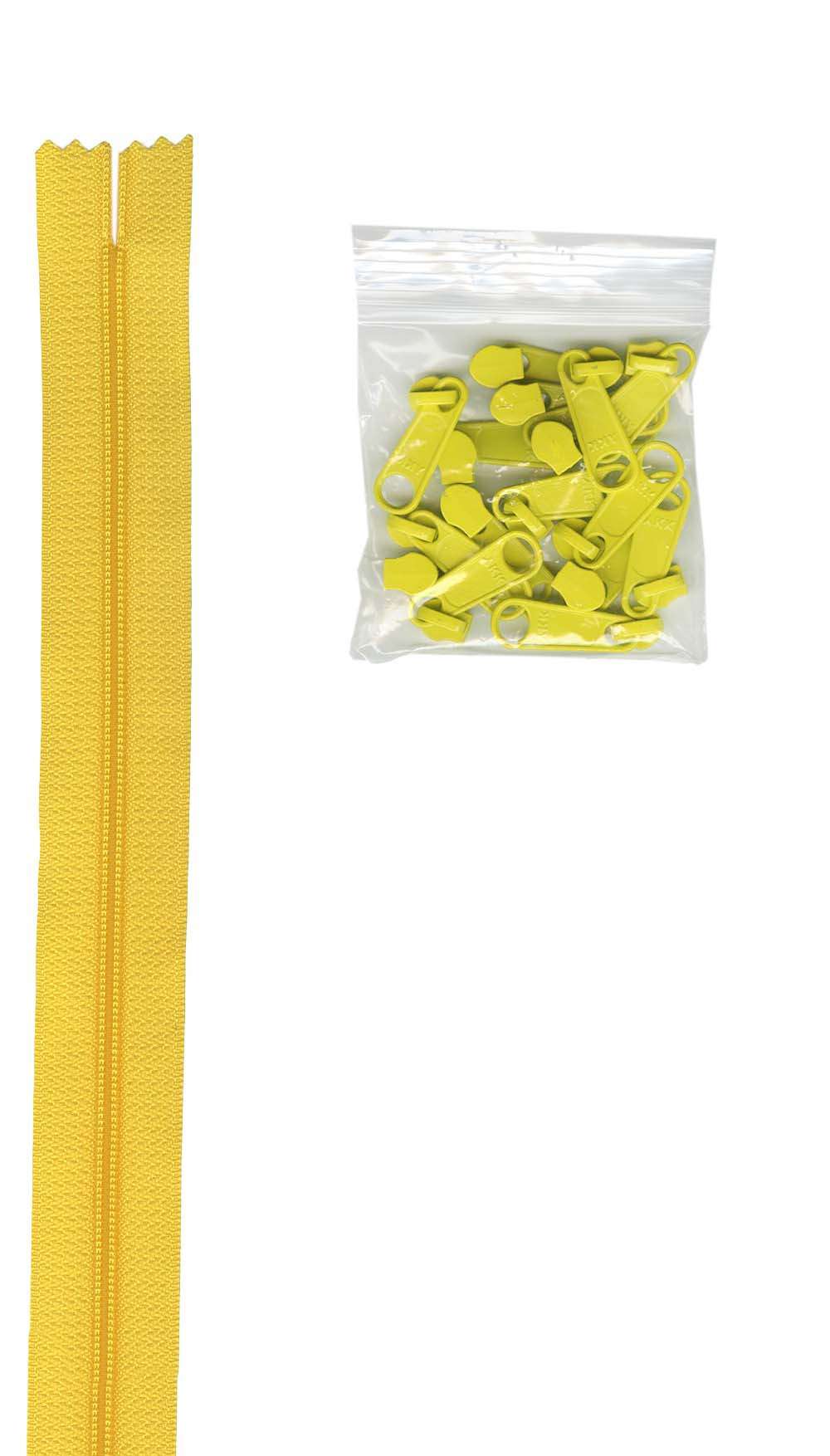 Get 4 Yards of 16mm #4.5 Dandelion Zipper Chain with 16 Extra-Large Coordinated Pulls!