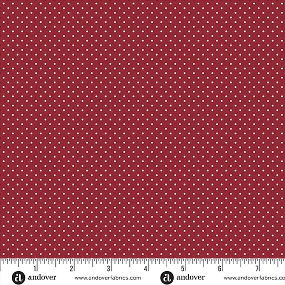 Andover Fabrics - A Woodsy Cottage by Judy Jarvi - Dark Pink Polka Dot Fabric by the Yard