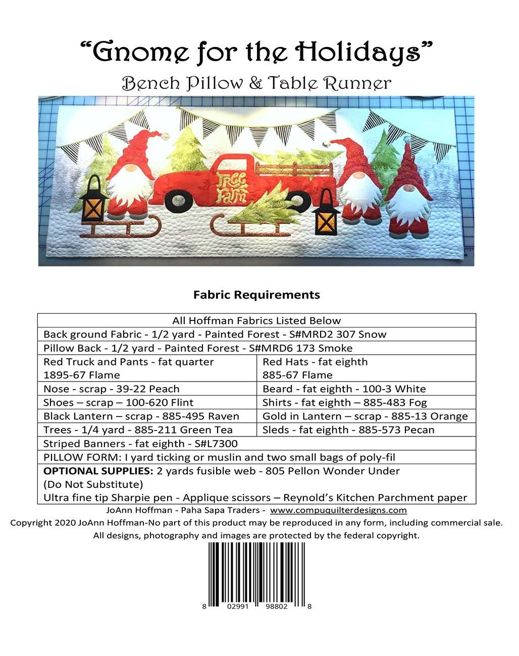 Get Festive with the Gnome for the Holidays Bench Pillow Pattern!