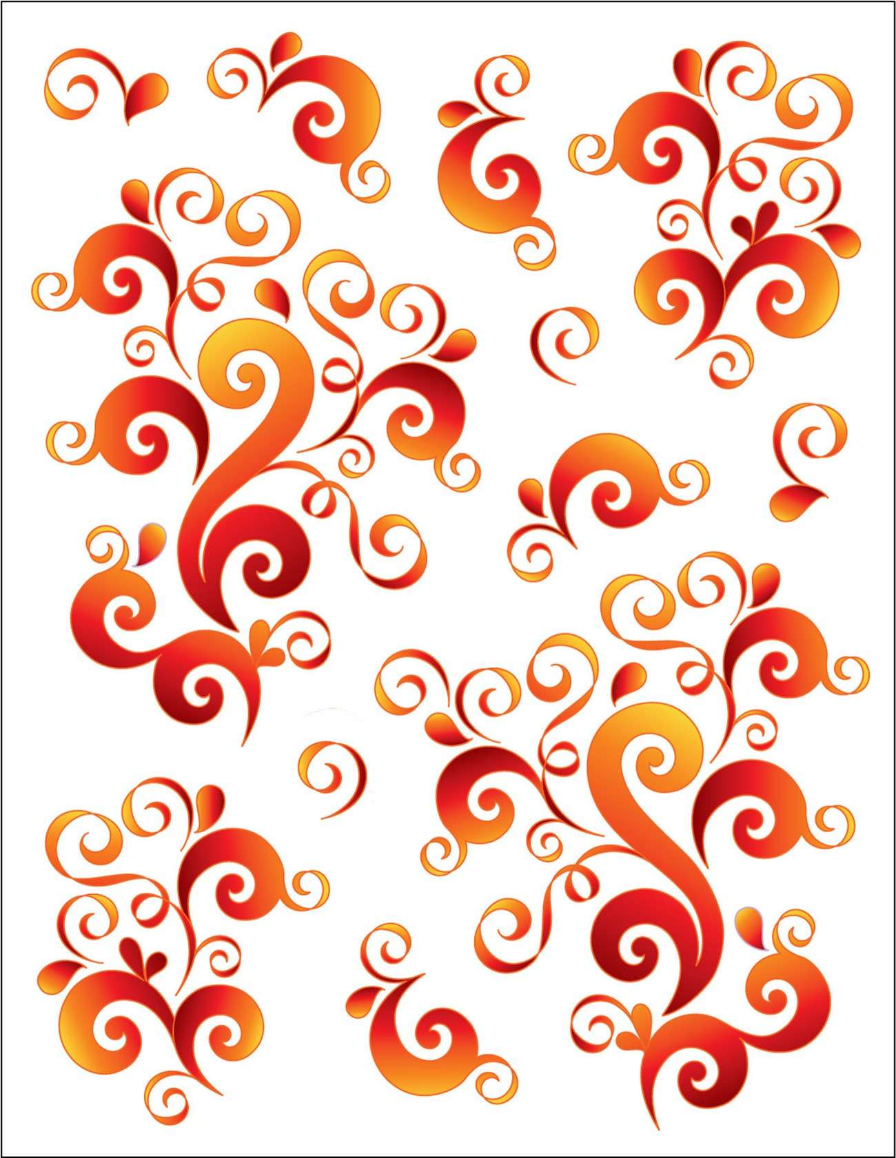 Tattoo Elementz Tangerine Doodles Decal - Printed on Clear Vinyl