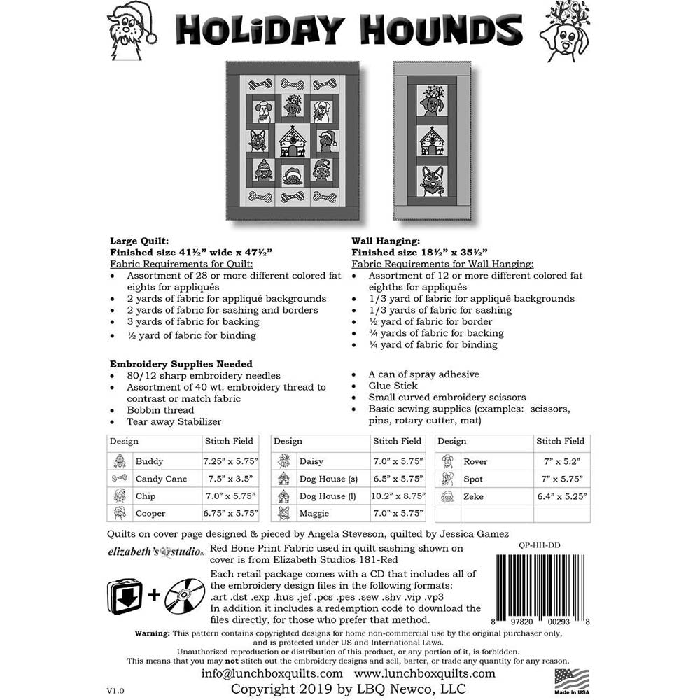 Festive Holiday Hounds Machine Embroidery CD - Create Your Dream Christmas Quilt!