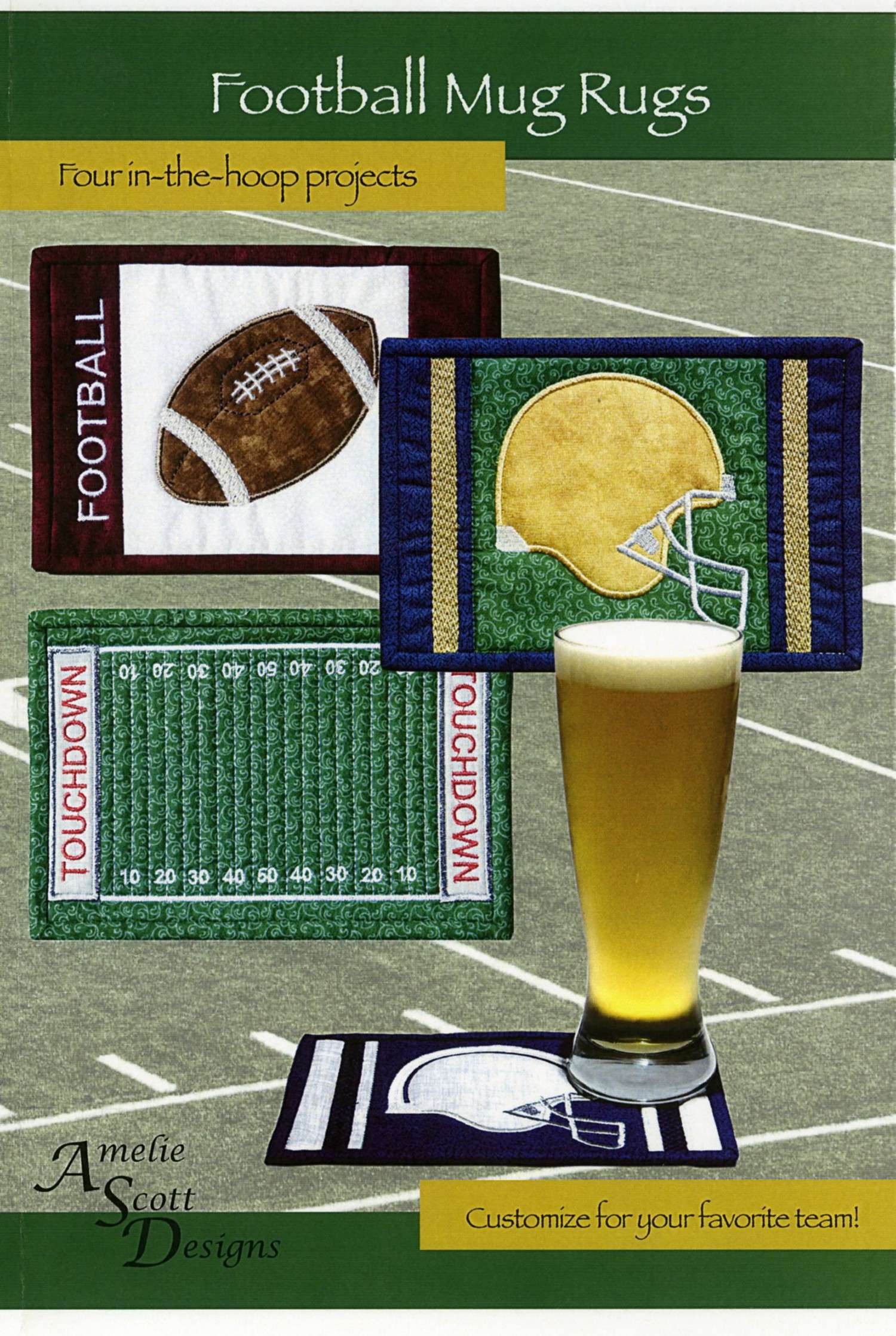 Christine Conner's Stunning Football Mug Rugs Machine Embroidery Pattern - Download Now!