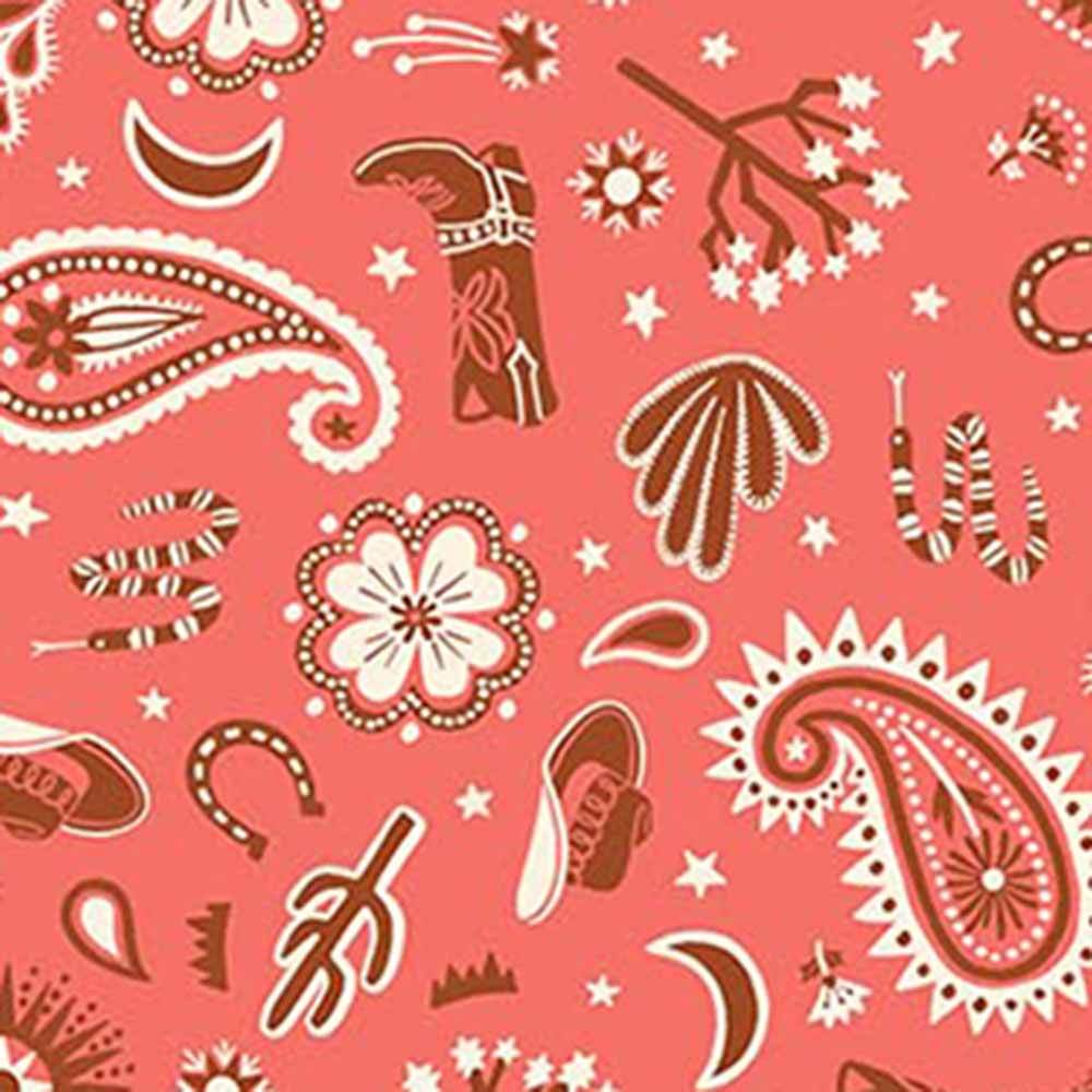 Figo - Desert Sunrise Fabric by Josephine Kimberling - Pink Western Paisleys Yardage