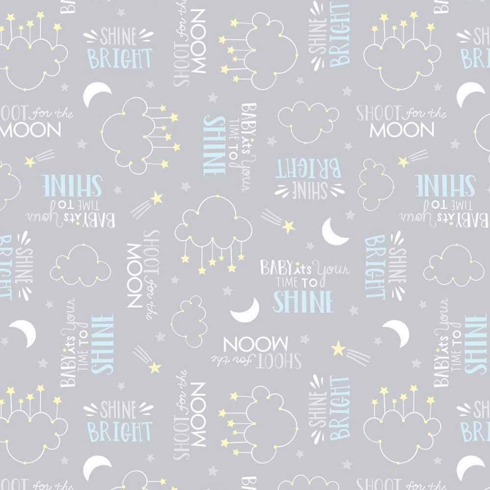 Wilmington Prints - Baby's Adventure Fabric by Arrolynn Weiderhold - Grey Yardage: Word Toss Delight