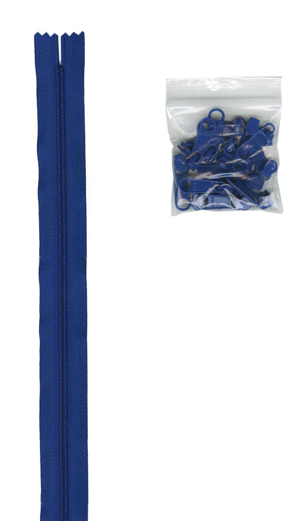 Get 4 Yards of 16mm #4.5 Zipper Chain with 16 Extra-Large Coordinated Pulls in Beautiful Blue