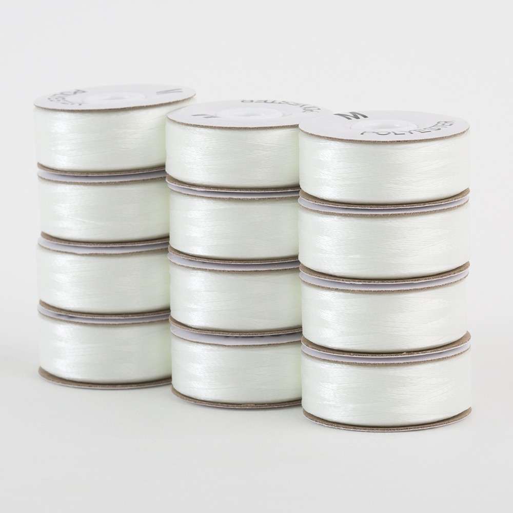 SuperBobs Polyester Bobbin Set - 12pk M-Style Natural White - Ideal for Crafting!