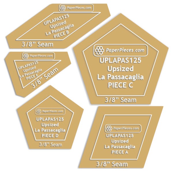 Enlarged La Passacaglia 5-Piece Acrylic Set with 3/8in Seam: Cut Fabrics Perfectly!
