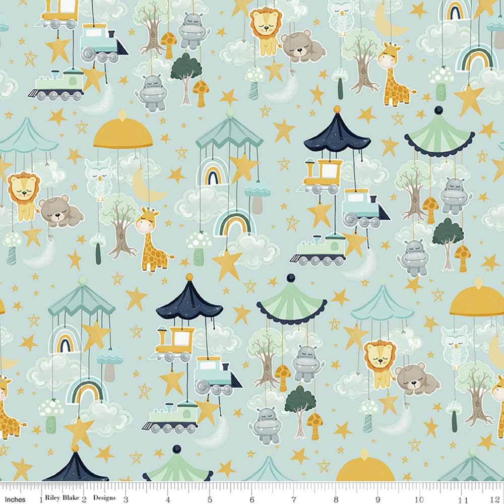 Riley Blake's It's A Boy Aqua Yardage Mobiles by Echo Park Paper Co. - Ideal for Baby Projects!