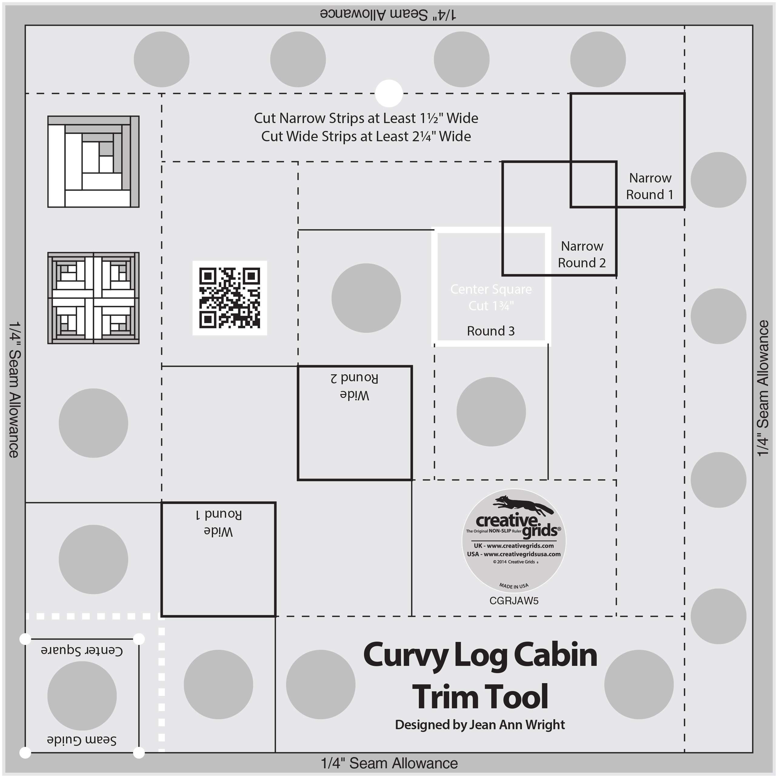 Creative Grids 8-Inch Curvy Log Cabin Trim Tool: Unleash Your Creative Quilting!