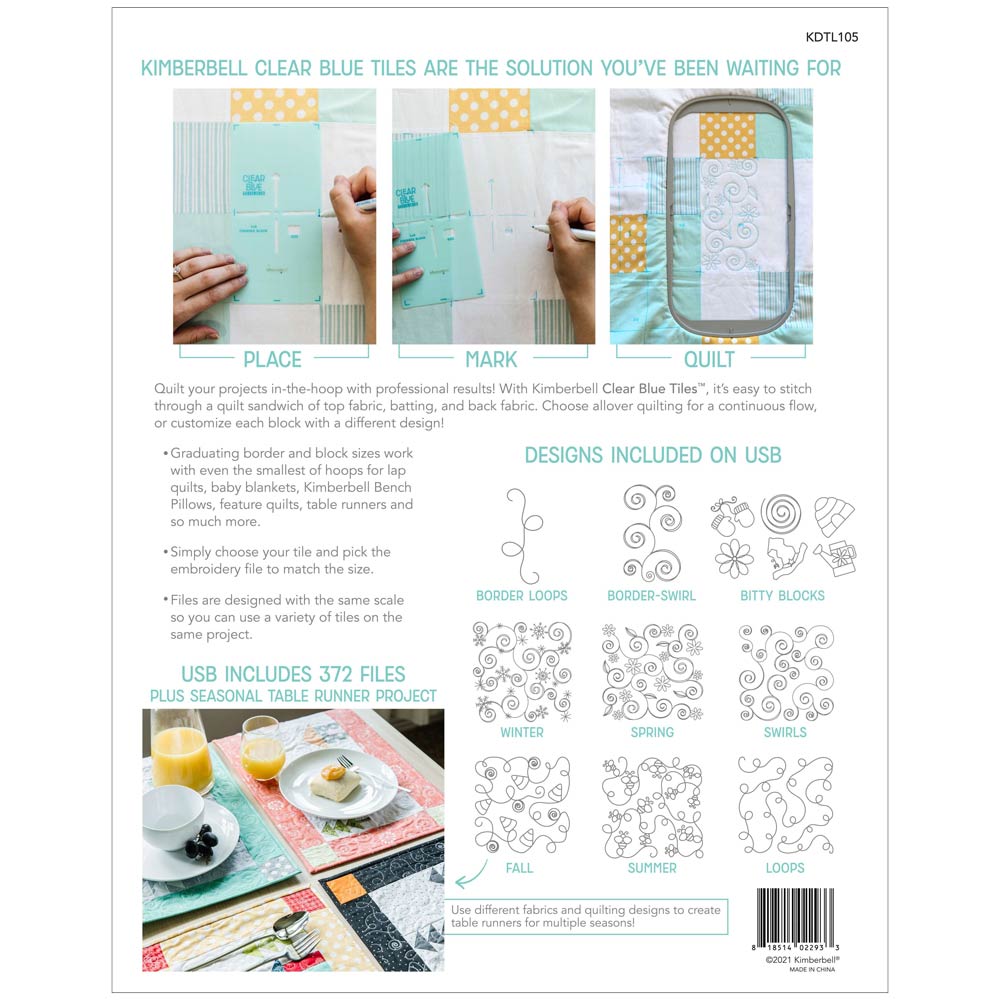 Kimberbell Clear Blue Tiles Essential Quilting Set