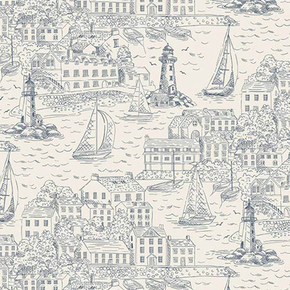 Andover Fabrics - High Tide by Makower - Harbour View Cream Yardage: Your Coastal Escape!
