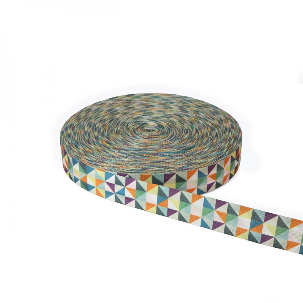 Gorgeous Half Square Triangle Multicolor Webbing - 1.5 Inches x 50 Yards