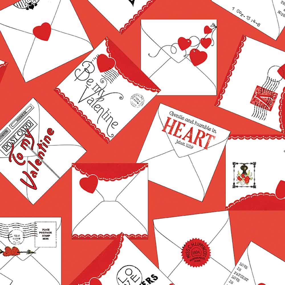 Riley Blake's All My Heart Valentine Greeting Red Fabric - Yardage by J. Wecker Frisch
