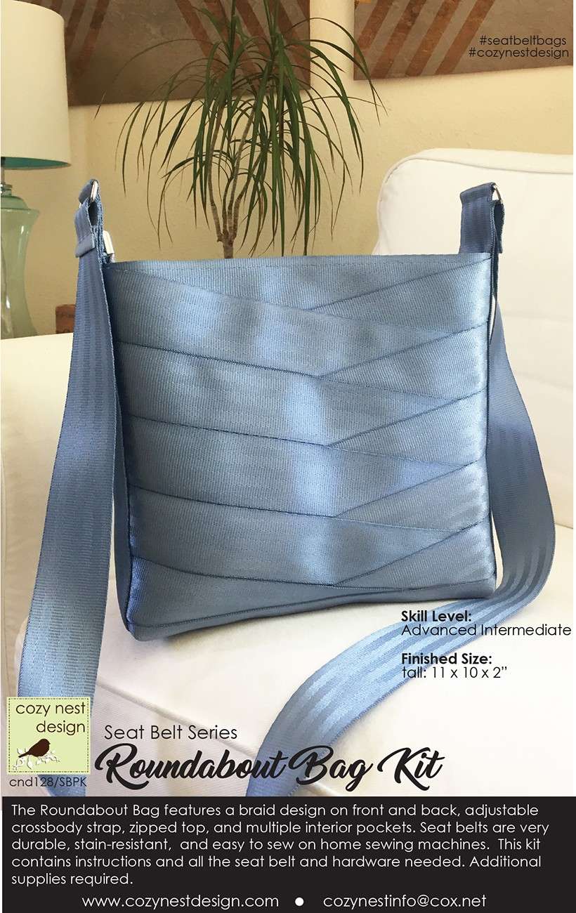 Stunning Steel Blue Roundabout Seat Belt Bag Kit