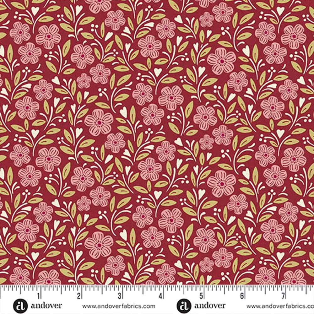 Andover Fabrics - A Woodsy Cottage by Judy Jarvi - Cottage Garden Pink Yardage: A Whimsical Vintage Delight!