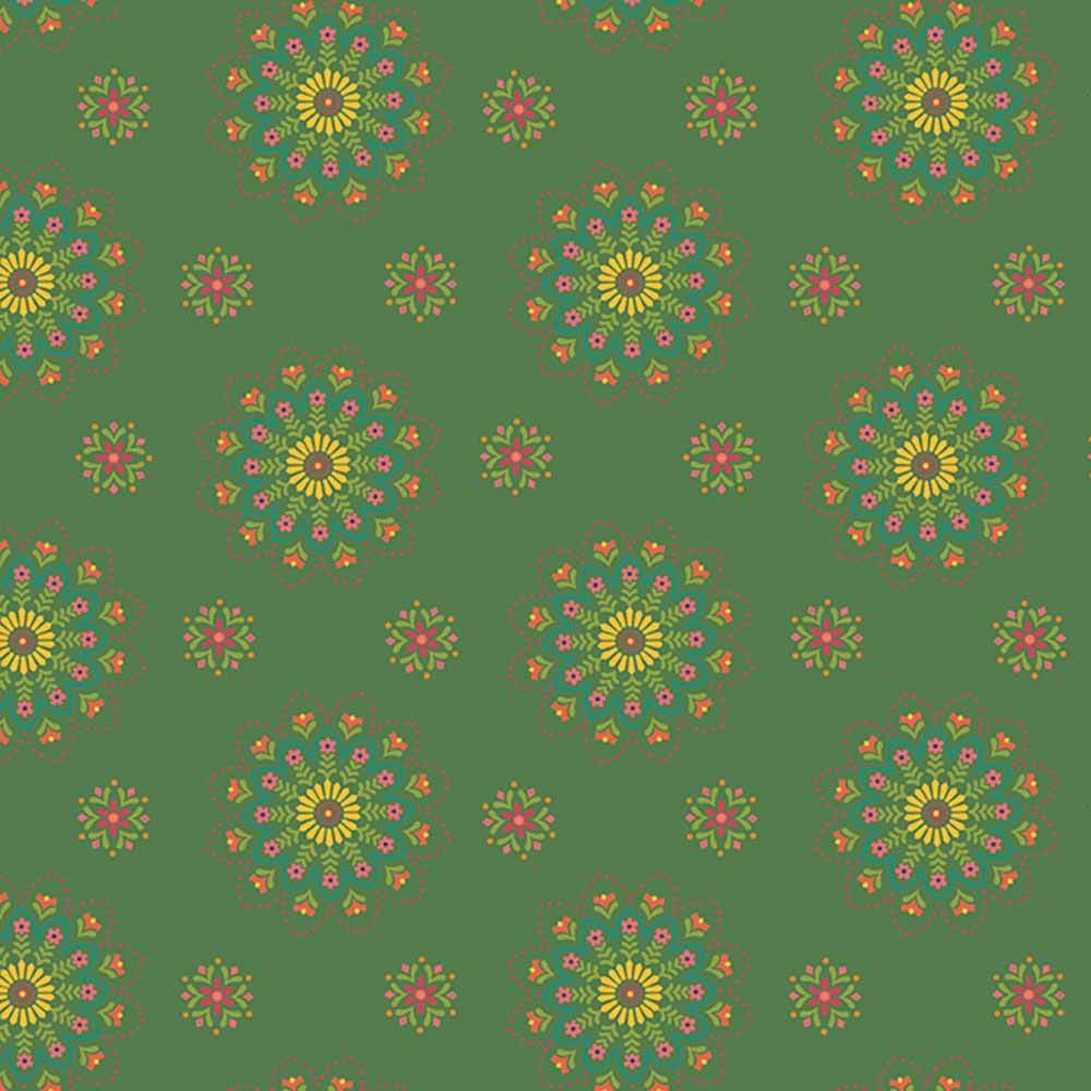 Riley Blake's Market Street Medallions in Green - Gorgeous Yardage by Heather Peterson