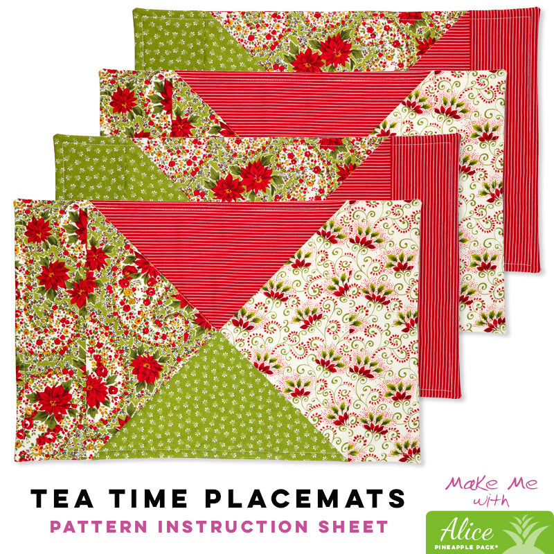 Alice Pineapple Pack Pattern Tea Time Placemats - Create a Charming Dining Setup!