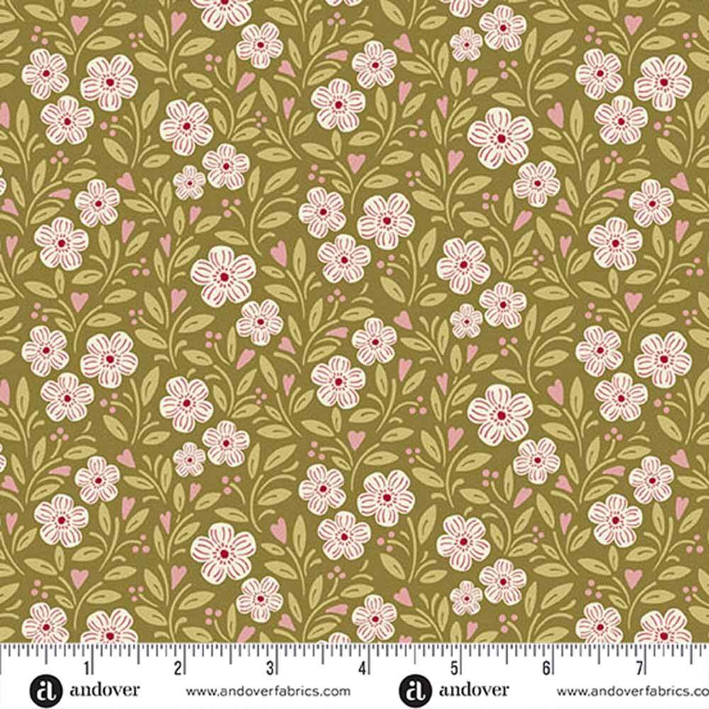 Andover Fabrics' A Woodsy Cottage by Judy Jarvi - Olive Green Cottage Garden Yardage: A Must - Have!