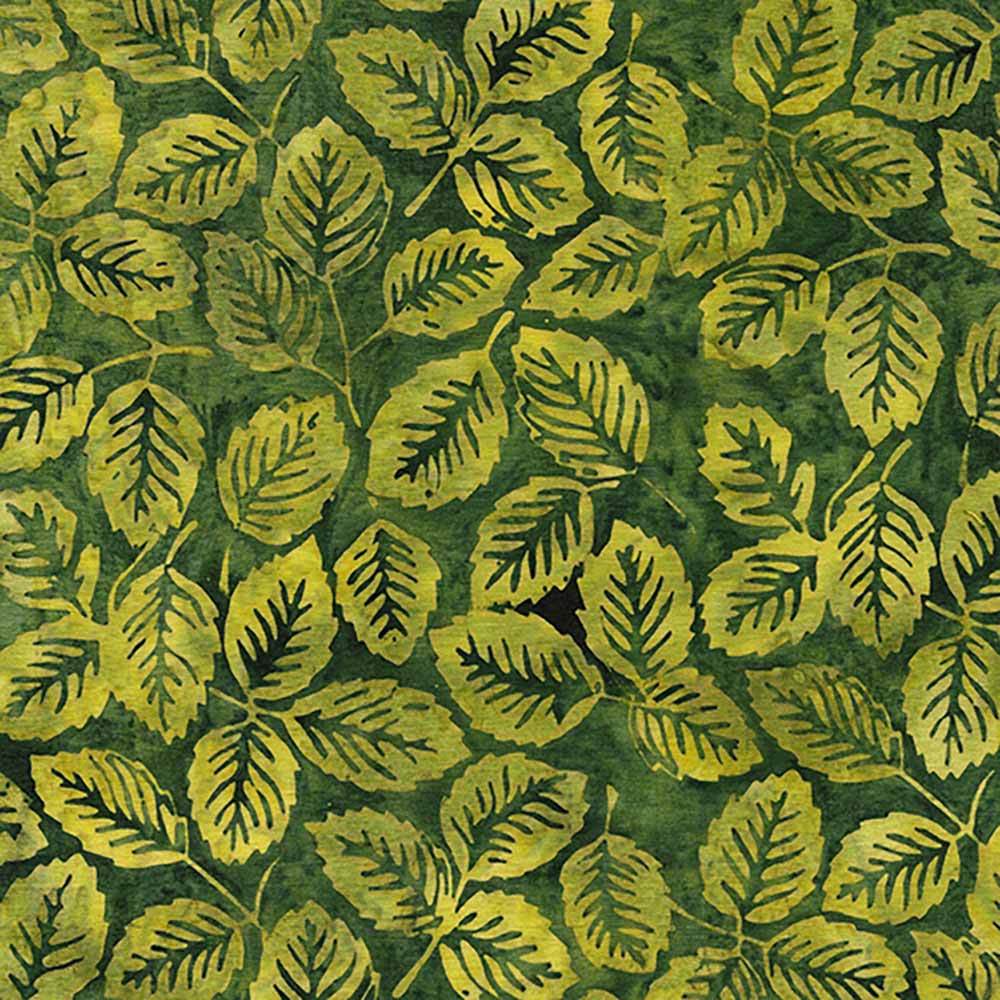 Island Batiks - Exquisite Mint Basil Leaves in Green Grass Yardage