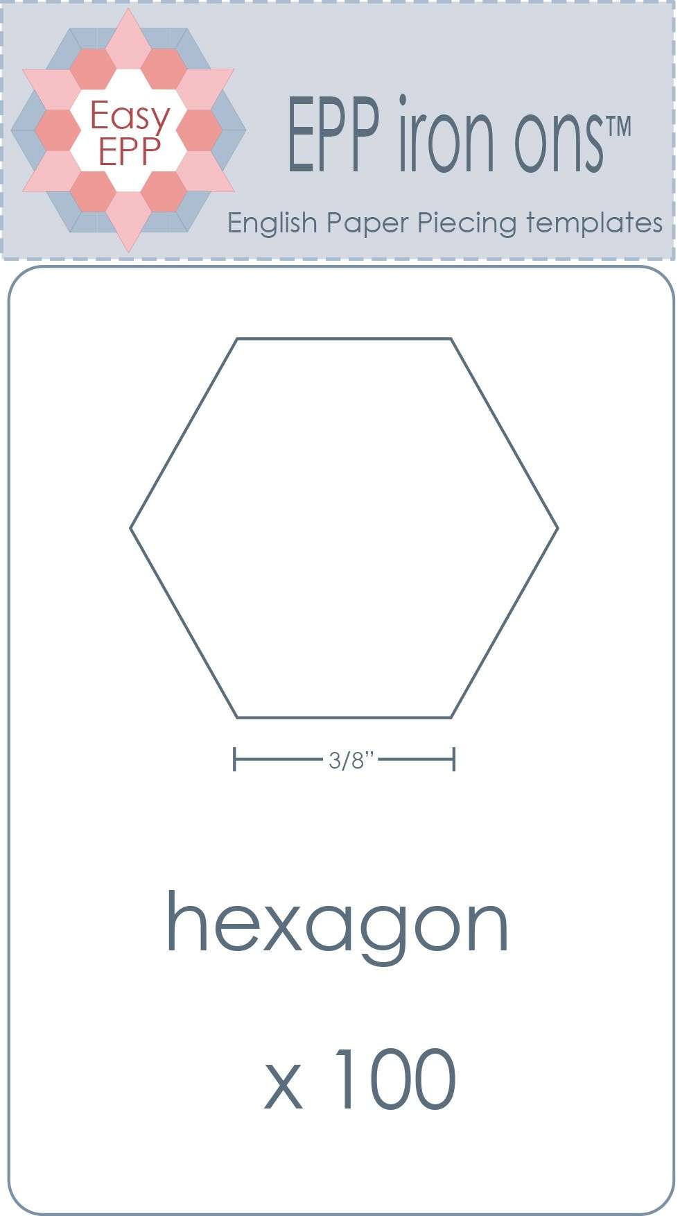 50-Piece Set of 2-1/4in Hexagon EPP Iron-Ons - Perfect for Paper Piecing!