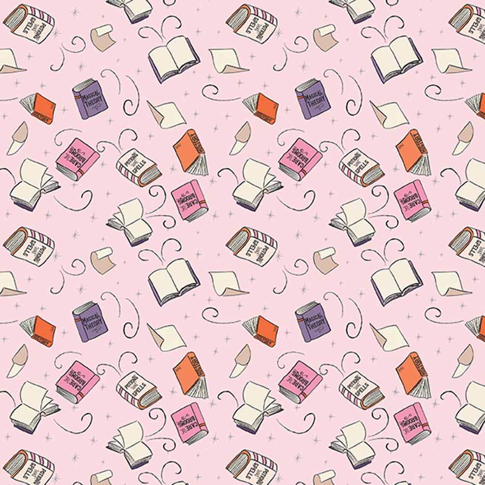 Riley Blake's Spooky Schoolhouse Pink Spellbooks Fabric - Yardage