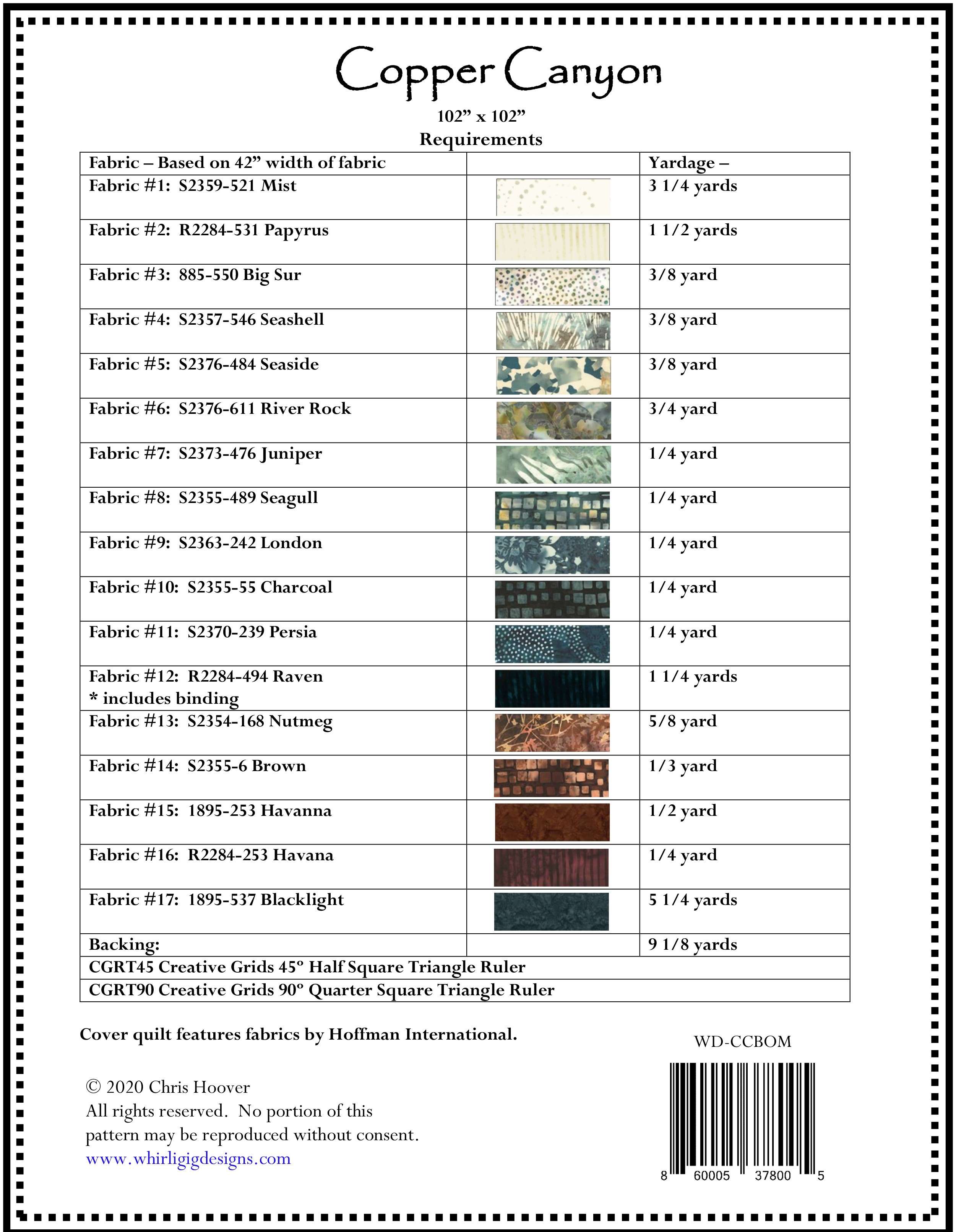 Don't Miss! Copper Canyon Block of the Month - Pattern Only