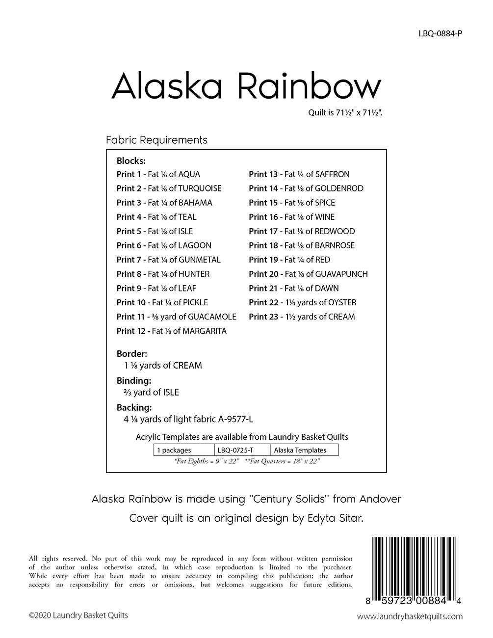 Enchanting Alaska Rainbow Quilt Pattern