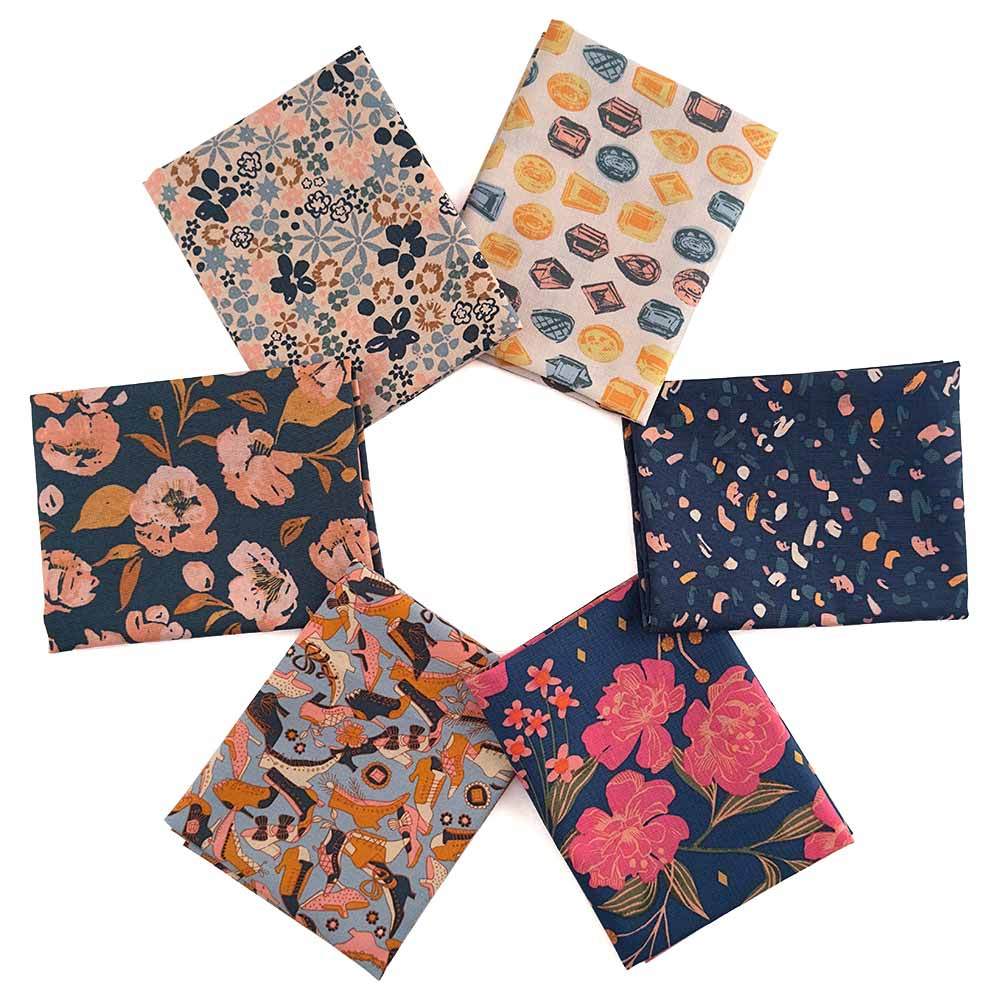 Windham - Fancy Fat Quarter Medley by Dylan Mierzwinski - 6-piece Bundle with FREE Pattern