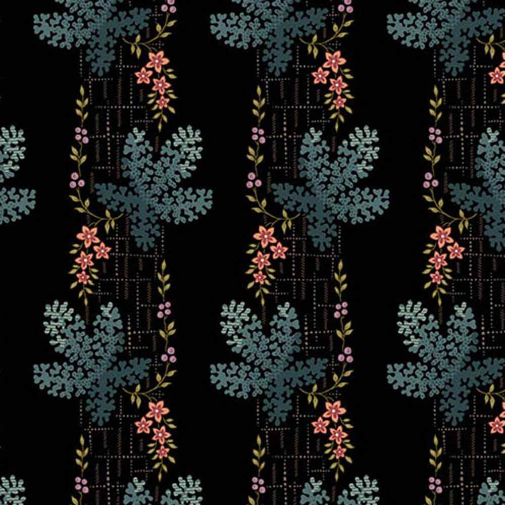 Andover Fabrics - Dahlia by Laundry Basket Quilts - Tree Moss - Midnight Yardage: Transform Your Projects!