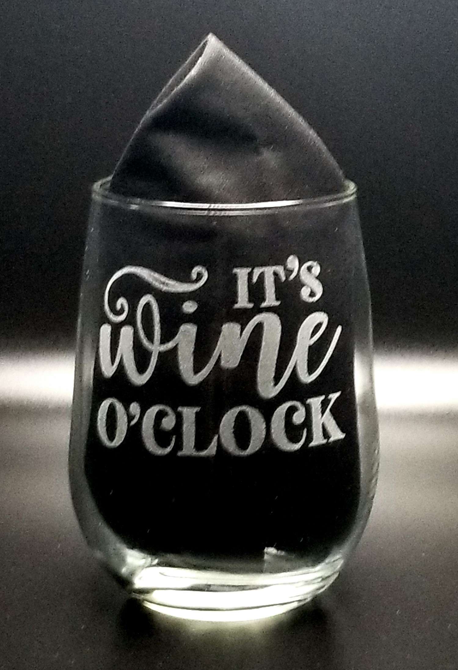 Wine O' Clock Elegant Stemless Wine Glass
