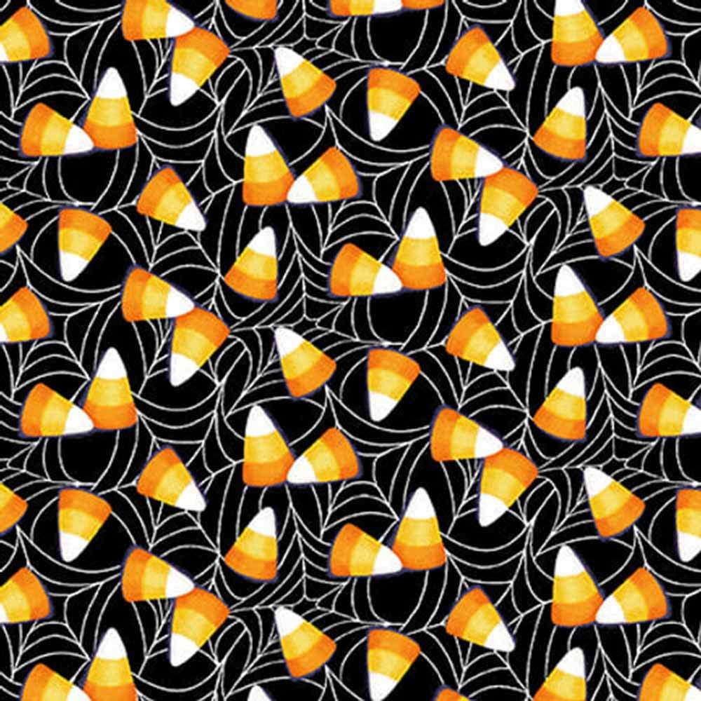 Henry Glass - Boo Whoo by Gail Green - Irresistible Candy Corn Black Yardage