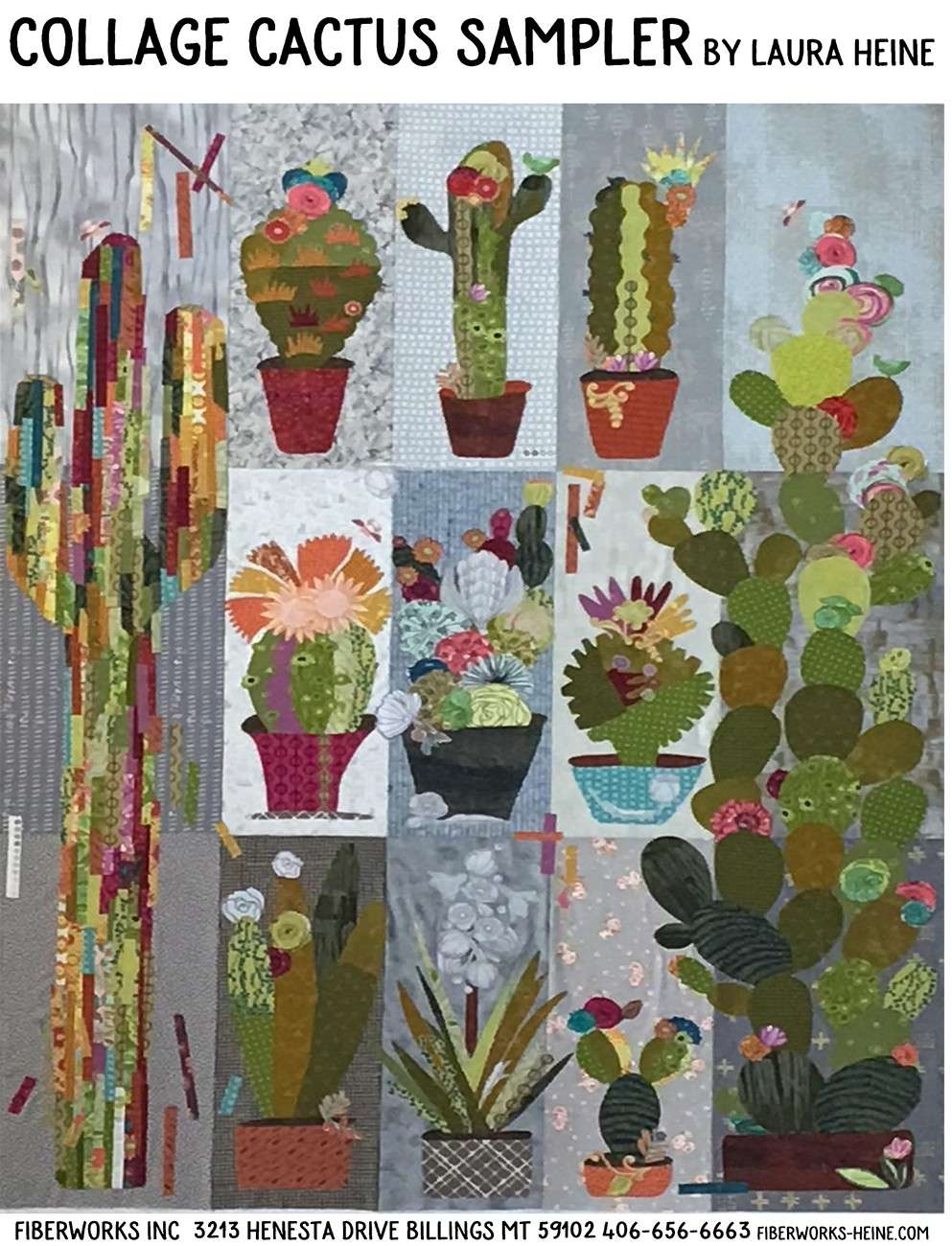 Gorgeous Collage Cactus Sampler Quilt Pattern by Laura Heine - Dive In Now!