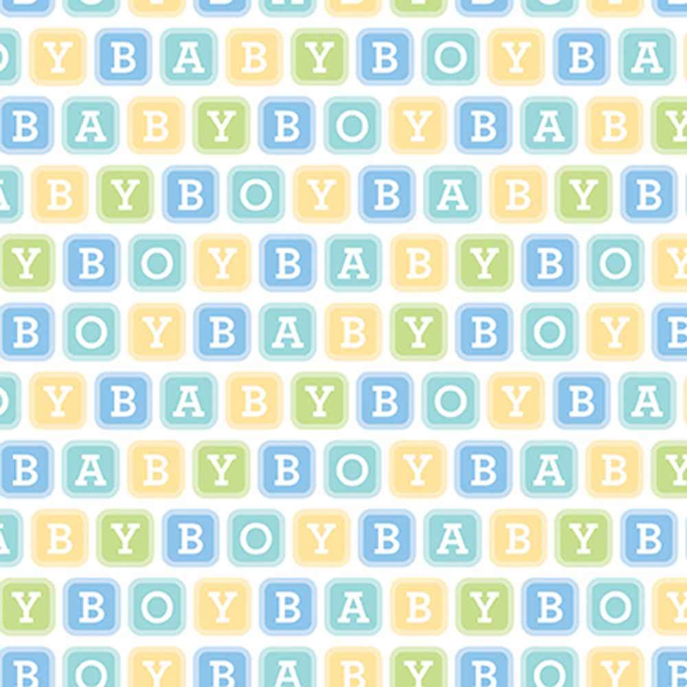 Riley Blake Designer Flannel - Adorable Baby Boy Blocks in White - Yardage by Doodlebug Design Inc