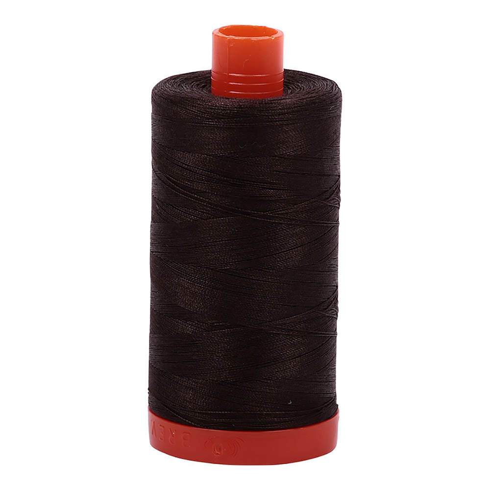 Indulge in Very Dark Bark 50wt Aurifil 100% Cotton Mako Thread - Large Spool with 1,422 Yards!