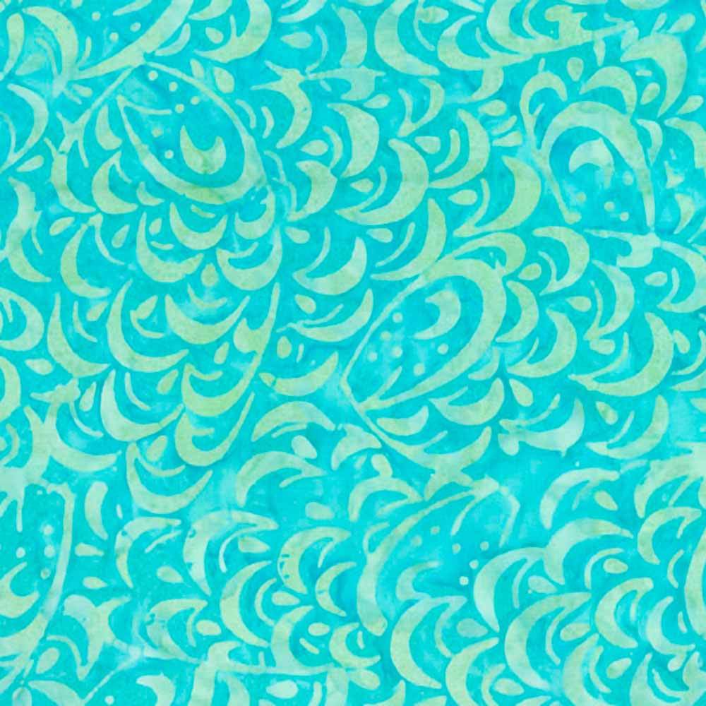 Wilmington Batiks - Teal-ing Good Stacked Feathers in Bright Aqua - Yardage for Your Creative Projects