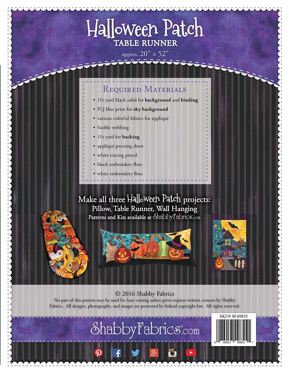 Shabby Fabrics' Spooky Halloween Patch Table Runner Pattern