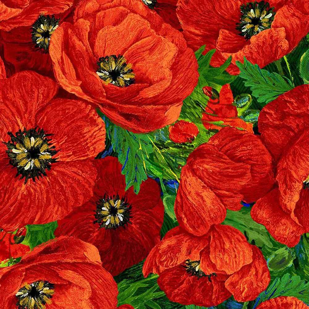 Timeless Treasures - Poppy Dreams by Chong - A Hwang: Large Red Poppy Yardage - A Dreamy Fabric Delight